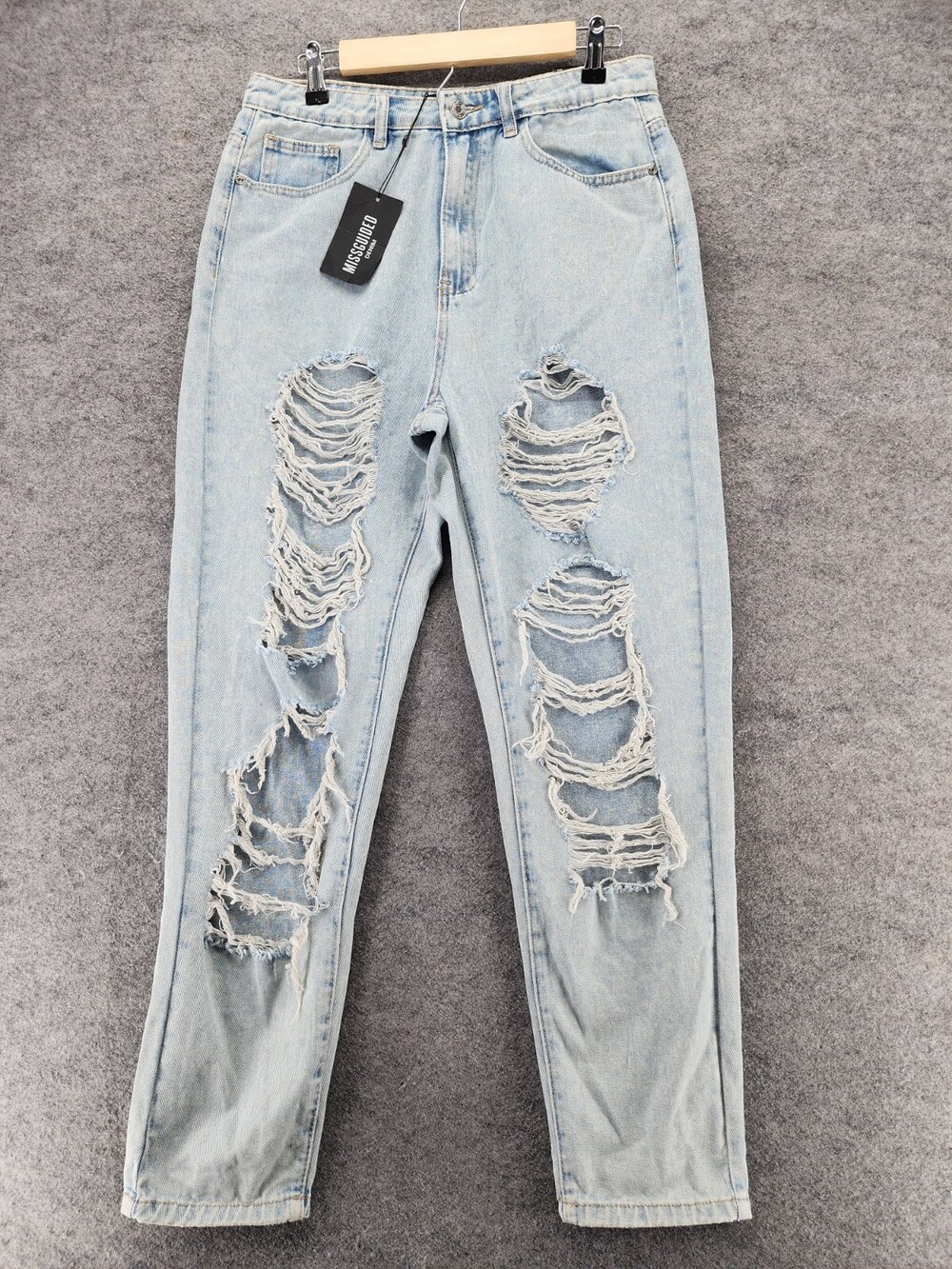 Missguided Jeans Womens 8 Riot High Rise Mom Distressed Blue Denim